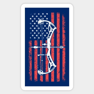 American Flag Hunter Archer Men Patriotic Bow Hunting Sticker